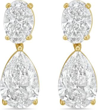 Diana M. Jewels 14KW YG 20.00 Ct TW of Lab grown oval and pear shape diamond drop earrings