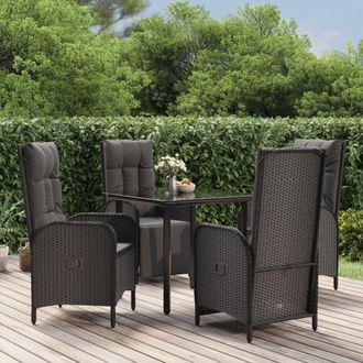 vidaXL Set De Muebles Jard&iacute;n 5 Pzas Con Cojines Rat&aacute;n Sint&eacute;tico Negro Vidaxl
