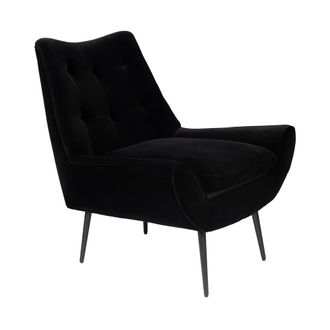 Dutchbone Sill&oacute;n de terciopelo suave en color negro