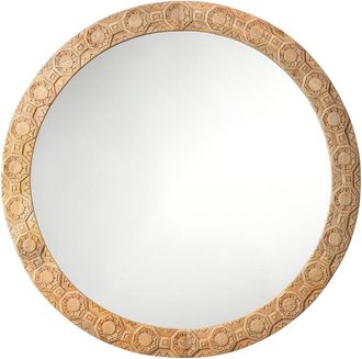 Jamie Young Co. Relief Wood Carved Round Wall Mirror