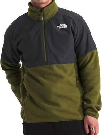 The North Face Mens Glacier Heavyweight 1/2 Zip Top In Forest Olive