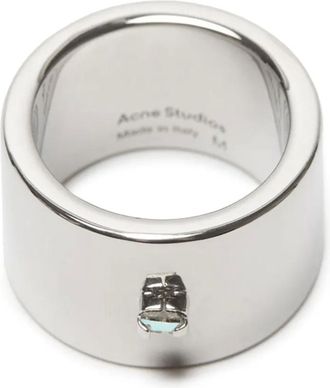 Acne Studios crystal-embellished ring - unisex - Crystal - M - Silver
