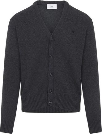 Ami Adc Anthracite Cashmere Cardigan