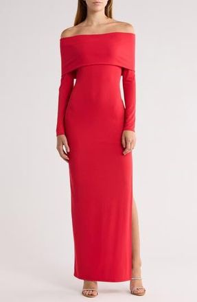 Alice & Olivia Coretta Off the Shoulder Long Sleeve Maxi Dress in Bright Ruby at Nordstrom Rack, Size Large