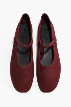 H&M Mary-Janes aus Veloursleder - Weinrot