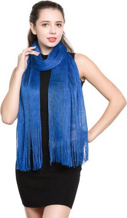 World of Shawls Scarfs and Wraps for Evening Dresses - Sheer Bridal Womens Scarves for Prom, Wedding, Party (Royal Blue)