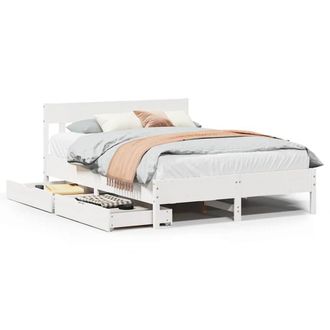 Berkfield Home Bed Frame without Mattress White 150x200 cm King Size Solid Wood Pine