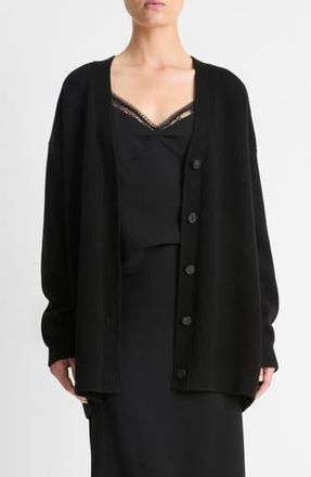 Vince Oversize Wool Blend Double Knit Cardigan in Black at Nordstrom Rack, Size X-Small