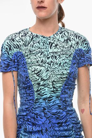 Stella McCartney Vestito Corto Drappeggiato con Stampa Monogram Stella McCartney