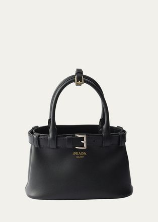 Prada Buckle Small Leather Top-Handle Bag