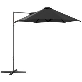 OUTSUNNY 2.5M Offset Roma Patio Umbrella W/ 360&deg; Rotation - Black | TJ Hughes