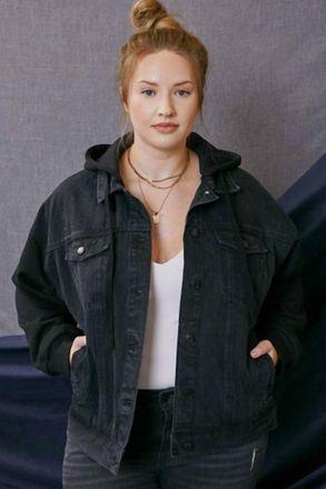Kancan Denim Hoodie Jacket In Black