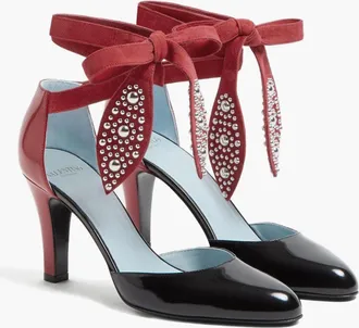Valentino Lace-Up Patent Bicolor Pumps 8.5cm Heel Valentino