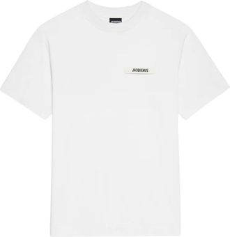 Jacquemus Tops, Dames, Wit, M, Katoen, Wit Katoenen T-Shirt Gros Grain