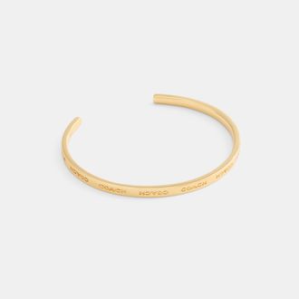 Coach Womens Thin Cuff Bracelet - Gold Metal - One Size