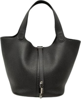 Herm&egrave;s Pre-owned Picotin Lock 22 - Dames - Pre-owned - Zwart - Maat: ONE Size Leer