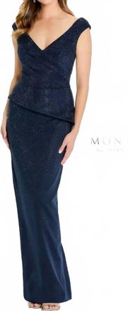 Mon Cheri Off The Shoulder Dress In Navy