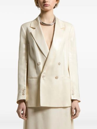 PESERICO double-breasted blazer - women - Viscose/Viscose - 42 - Neutrals