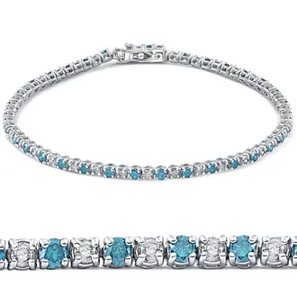 Pompeii3 3ct Blue & White Diamond Tennis Bracelet 14K White Gold 7