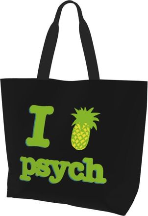 AOOEDM I Love Psych Ladies Canvas Tote Reusable Shopping Bag