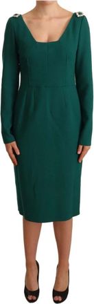 Dolce & Gabbana Aline Jurk - Dames - Casual kleedjes - Groen - L - Wol - Kleedjes