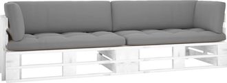 vidaXL Sof&aacute; De Palets 2 Plazas Cojines Madera Pino Impregnada Blanco Vidaxl