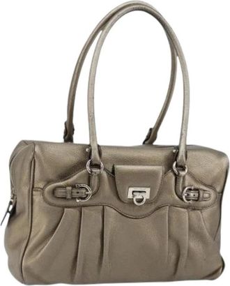 Ferragamo Pre-owned Leather Handbag - Dames - Vintage Handtas - Bruin - ONE Size - Leer - Vintage