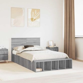 vidaXL Estructura De Cama Con Estante Manual Gris Sonoma 120 X 200 Cm Vidaxl
