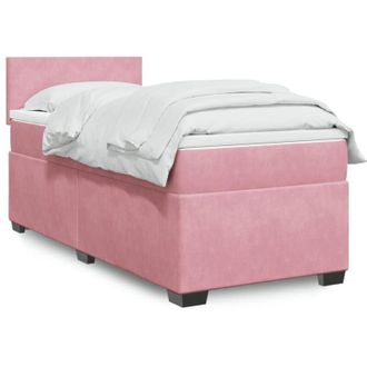 vidaXL Cama Box Spring Con Colch&oacute;n Terciopelo Rosa 100x200 Cm Vidaxl