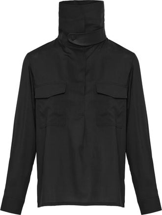 Yves Salomon Blusa a collo alto - Nero