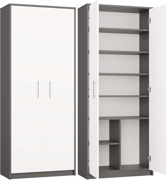 OEM Librer&iacute;a Moderna Para Oficina Con Puertas, Antracita/blanco - Estantes, Armarios Cerrados, Dise&ntilde;o Universal