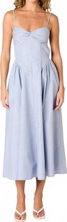 Nia Destene Stripe Midi Dress In Slate Blue