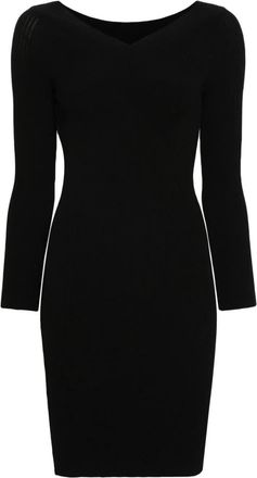 Alberta Ferretti Black Abito Fitted Ribbed Viscose Dress