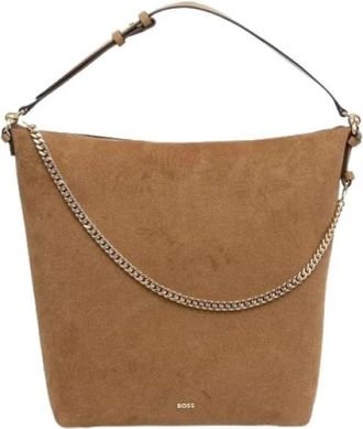 HUGO BOSS Yelena Hobo - Dames - Schoudertassen - Bruin - ONE Size - Leer - Tassen