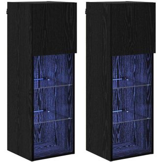 vidaXL Wall-mounted TV Cabinets 2 pcs Black Oak 30.5 x 30 x 90 cm vidaXL