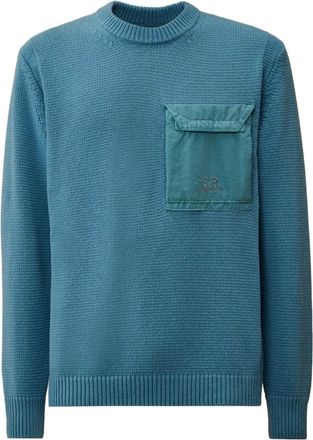 C.P. Company logo-embroidered flap-pocket sweater - men - Wool/Polyamide - 3XL - Blue