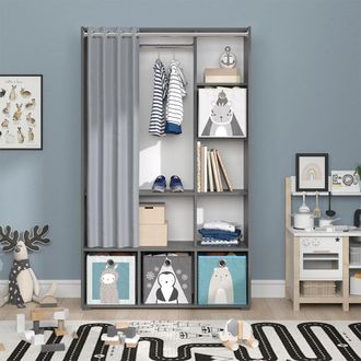 Vicco Armario De Ropa Para Ni&ntilde;os Luigi, Gris, 105.8 X 178.1 Cm Con Cajones Abatibles (gris)