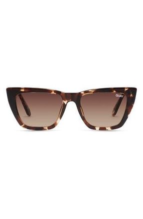 Quay Call The Shots 54mm Gradient Cat Eye Sunglasses in Tortoise/Brown at Nordstrom Rack