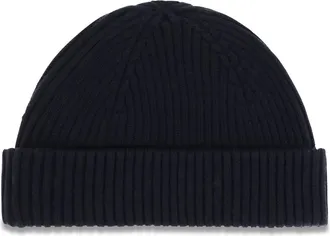 Parajumpers Mens Beanie Ribbed Knit With Logo Blue Navy Hats E Hairbands