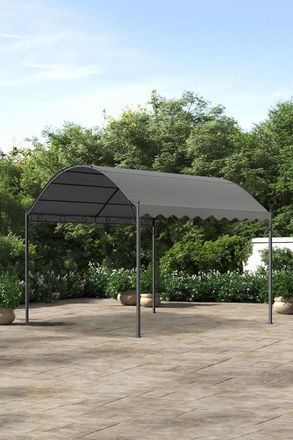 Living and Home 10x10ft Outdoor Garden Metal Arched Pergola with Shade in Dark Grey