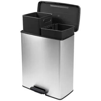 Curver Deco Bin Slim 254619 Bidone Della Spazzatura 52 L (l X A X P) 486 X 615 X 284 Mm Argento, Nero 1 Pz. - Curver