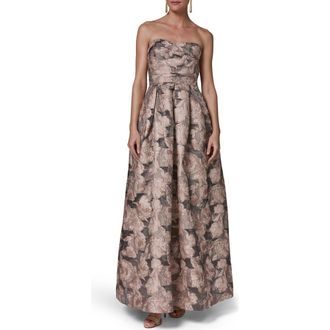 DKNY Metallic Floral Jacquard Gown in Snow Petal at Nordstrom, Size 14