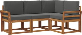 vidaXL Conjunto De Sof&aacute;s De Exterior 4 Uds. Natural Y Antracita Vidaxl