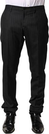 Dolce & Gabbana Black Stripes Wool Men Dress Trousers Mens Pants