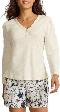 Tommy Bahama Ashby Stretch Cotton Slub Henley Top in Coconut at Nordstrom, Size X-Small