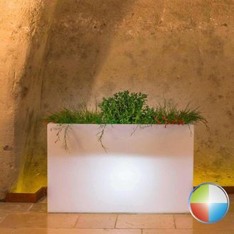 Monacis Jardinera De Resina Luminosa Lampara Rectangular L&aacute;mpara Led 5w Rgb Con Mando A Distancia - 50/60hz - Bater&iacute;a Recargable Solar O Con Cargador Universa