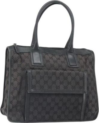 Gucci Pre-owned Handbags, female, Black, Size: ONE SIZE Pre-owned Canvas Handbag