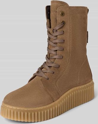 Marc O'Polo Schn&uuml;rstiefel aus Veloursleder Modell BIANCA in Taupe, Gr&ouml;&szlig;e 41