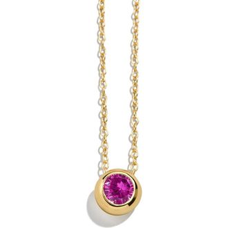 BaubleBar 18k Gold Plated Birthstone Pendant Necklace in Pink at Nordstrom