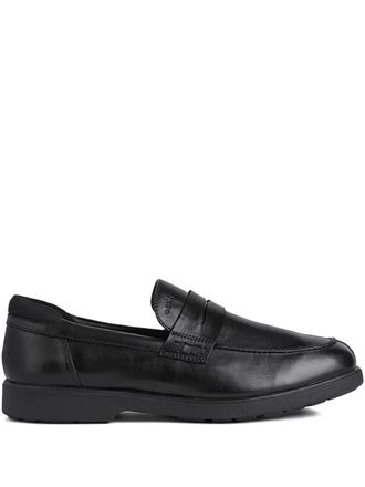 Geox logo-detail leather loafers - men - Calf Leather/Calf Leather/Fabric/Rubber - 42 - Black